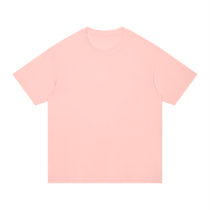 A light pink short-sleeve crewneck t-shirt displayed flat against a solid white background.