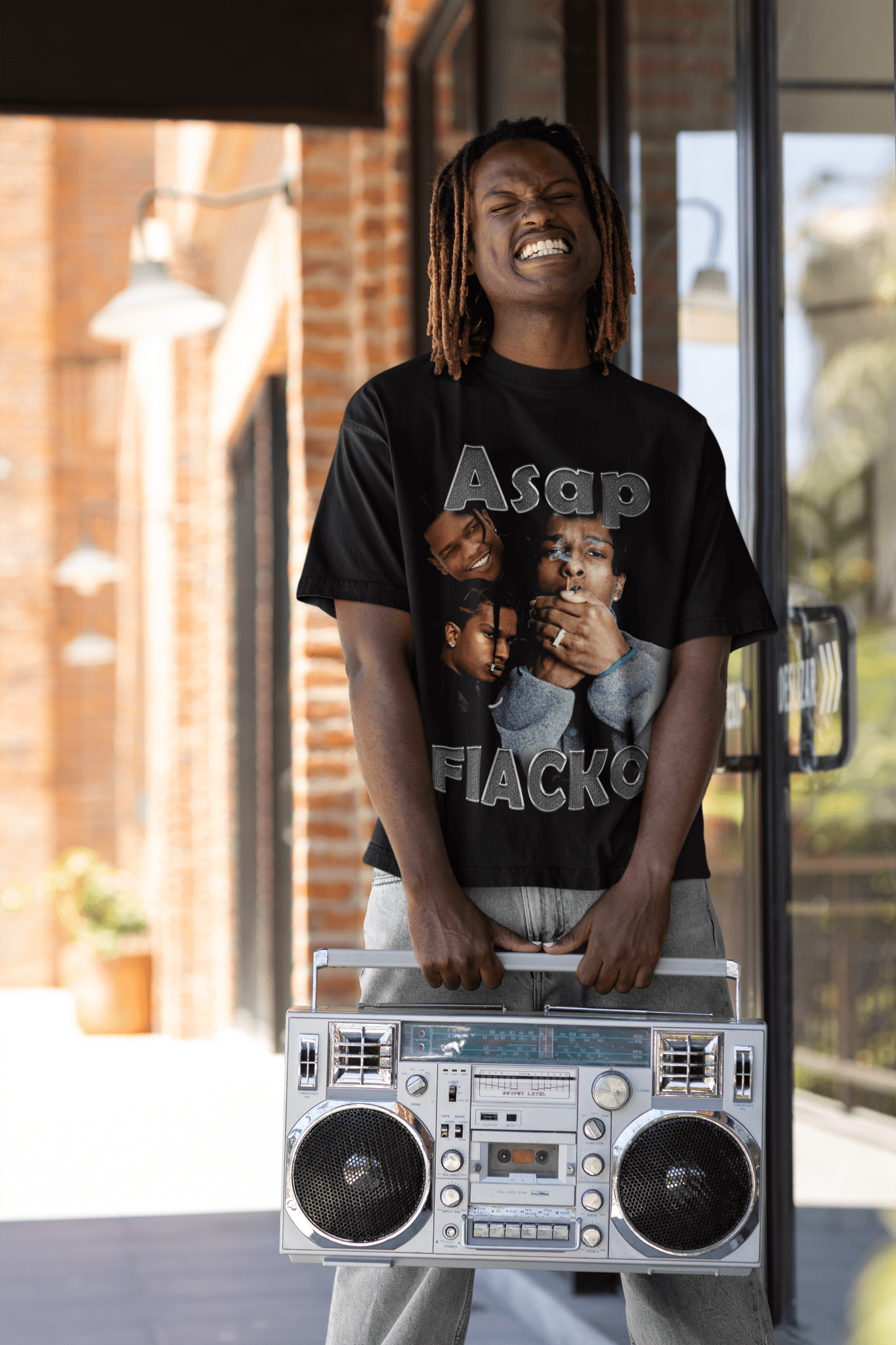 Black T-shirt Asap Rocky Drop shoulder Black Man