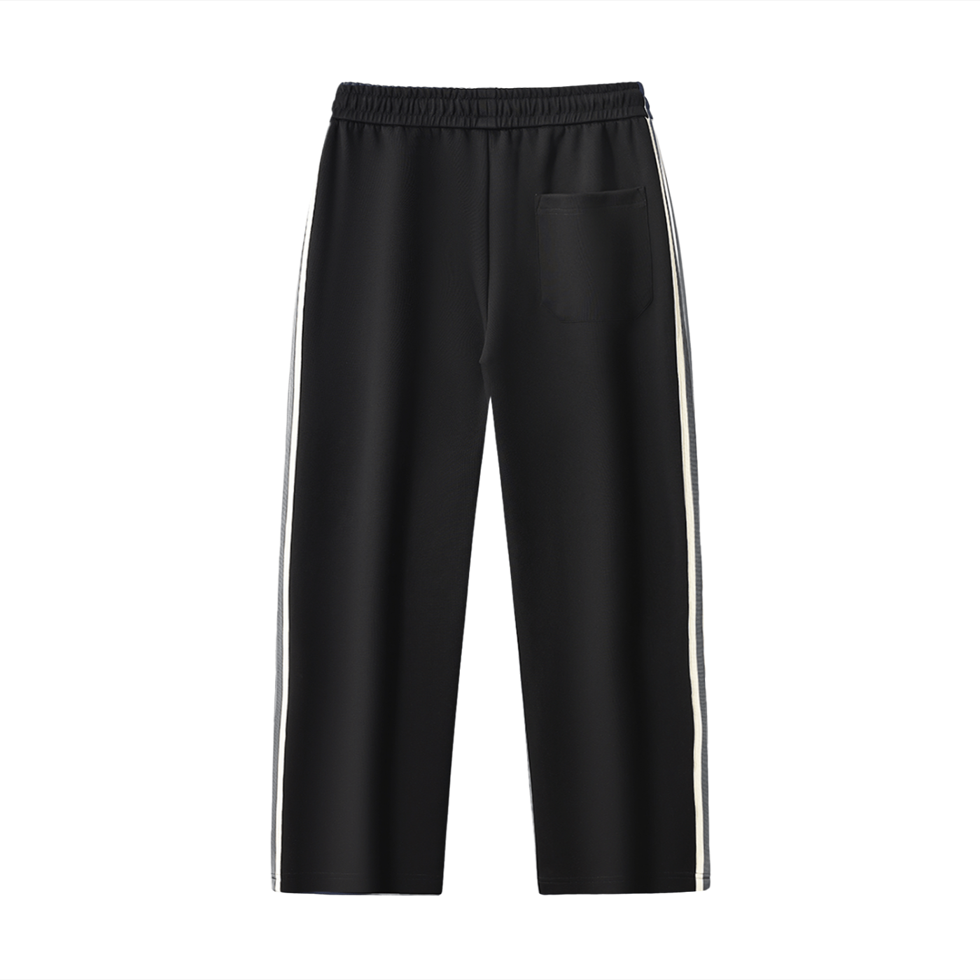 Black pants with white stripes on a white background
