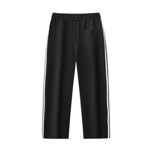 Black pants with white stripes on a white background