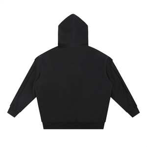 Black hoodie shown from the back on a white background