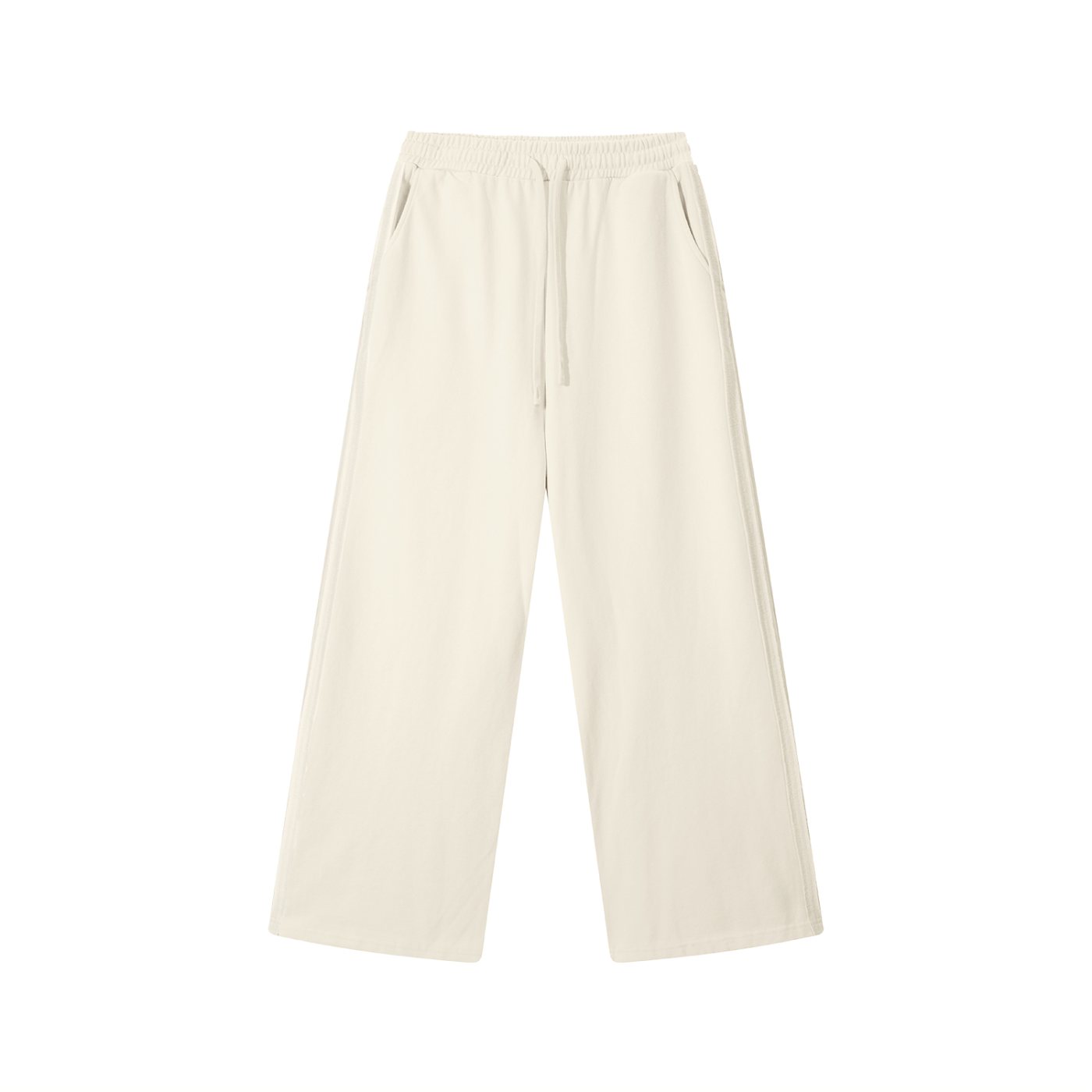 Beige wide-leg pants on a white background