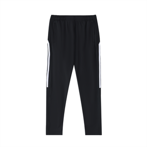 Black pants with white stripes on a white background