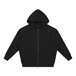 Black hoodie with a zipper on a white background