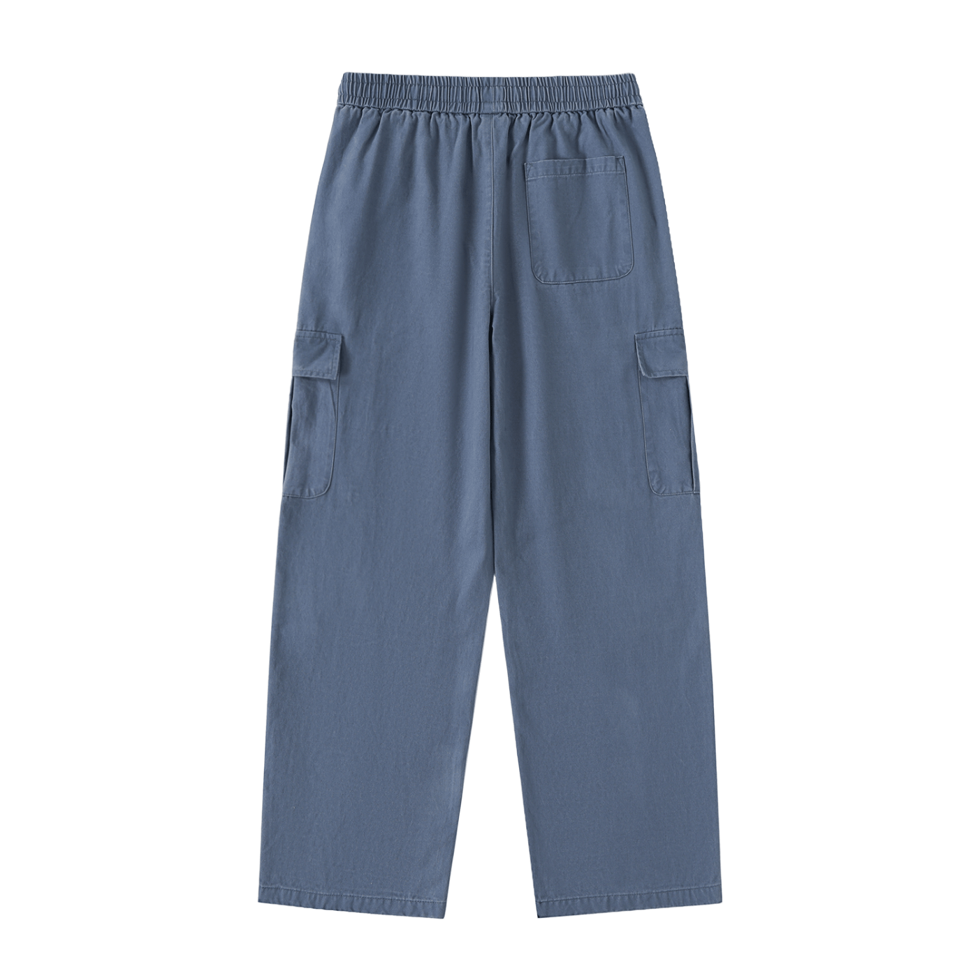 Blue cargo pants on a white background