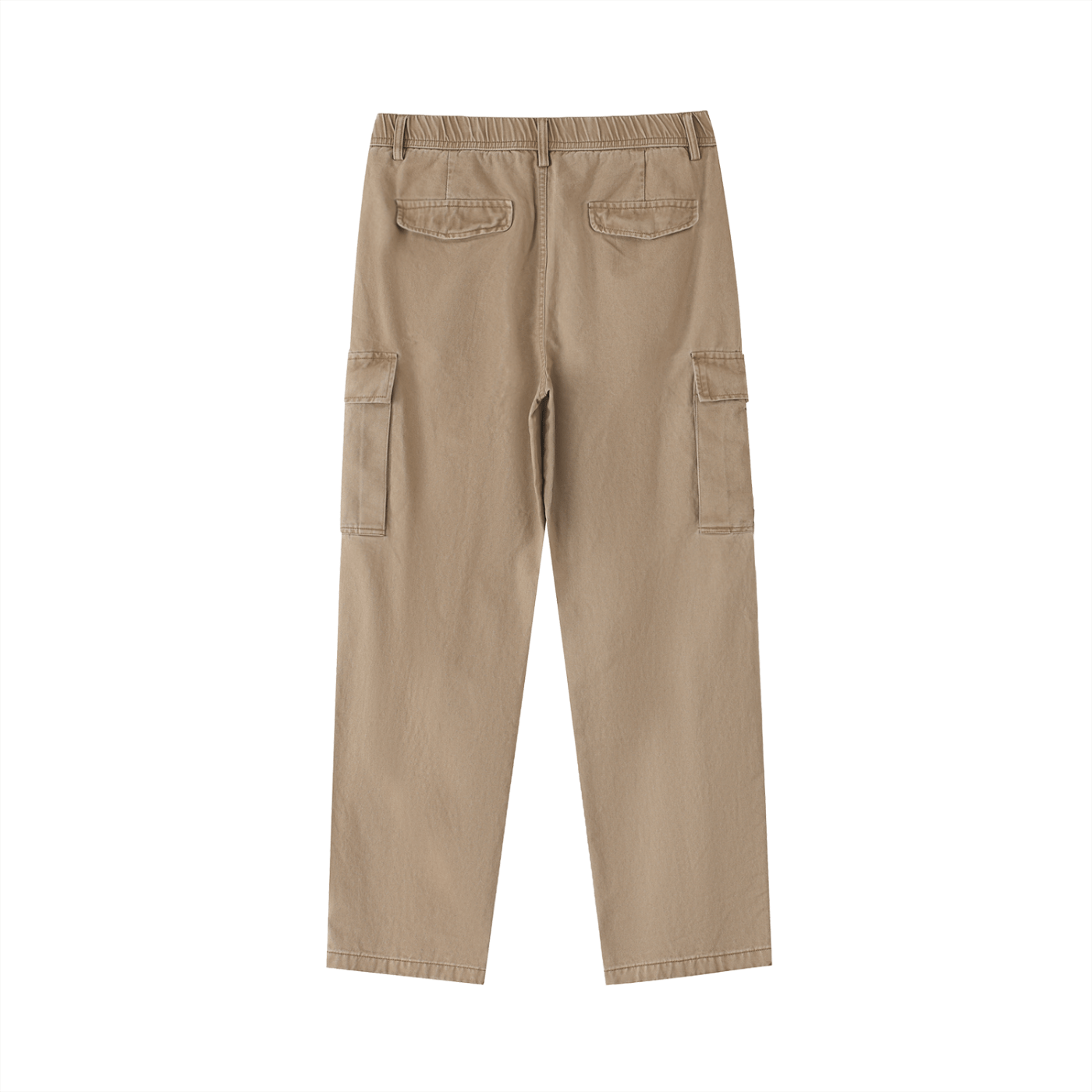 Beige cargo pants on a white background