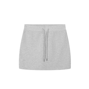 Gray mini skirt with drawstring on a white background