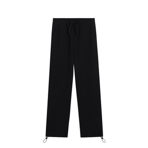 Black pants with drawstring on a white background