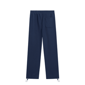Navy blue pants with a pocket on a white background