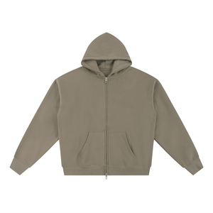 Beige hoodie with a zipper on a white background