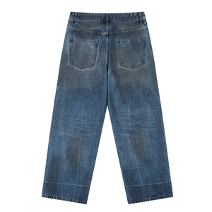 Pair of blue jeans on a white background