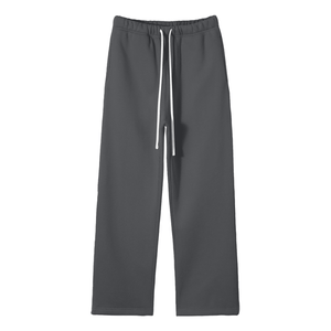 Gray sweatpants with a brand logo on a white background