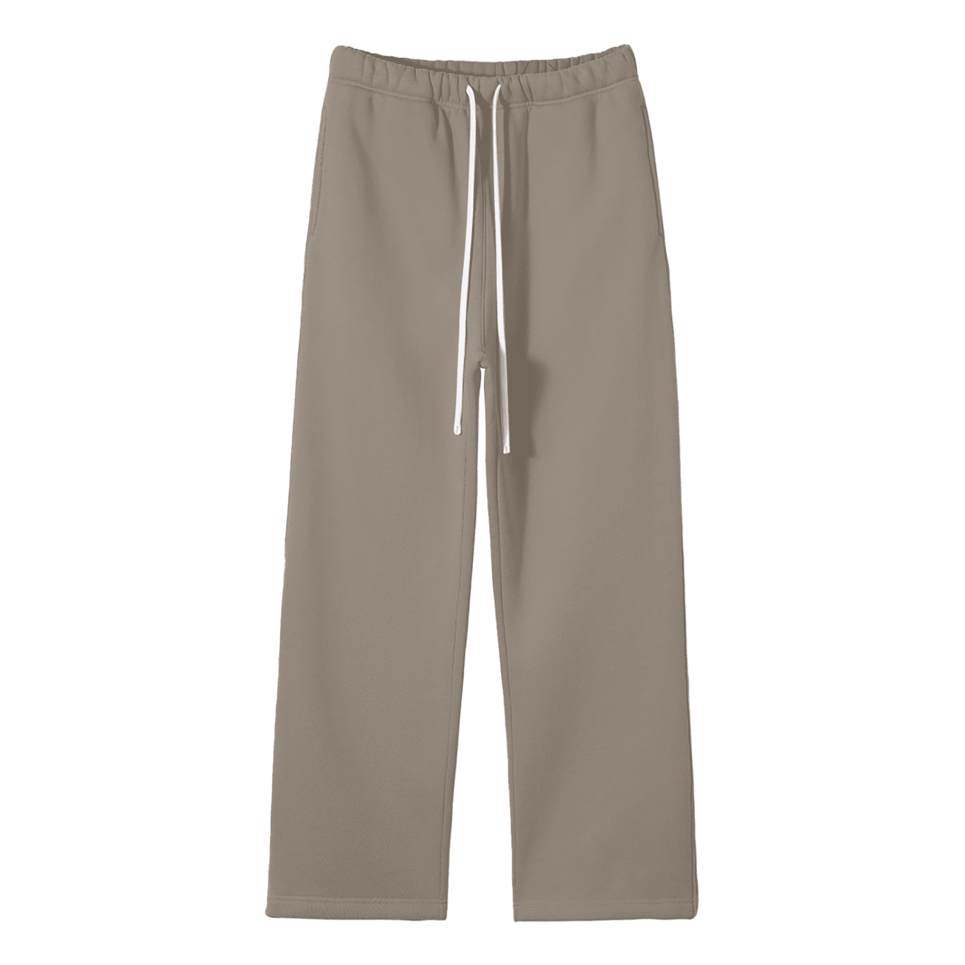 Beige sweatpants with drawstring on a white background