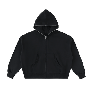 Black hoodie with a zipper on a white background