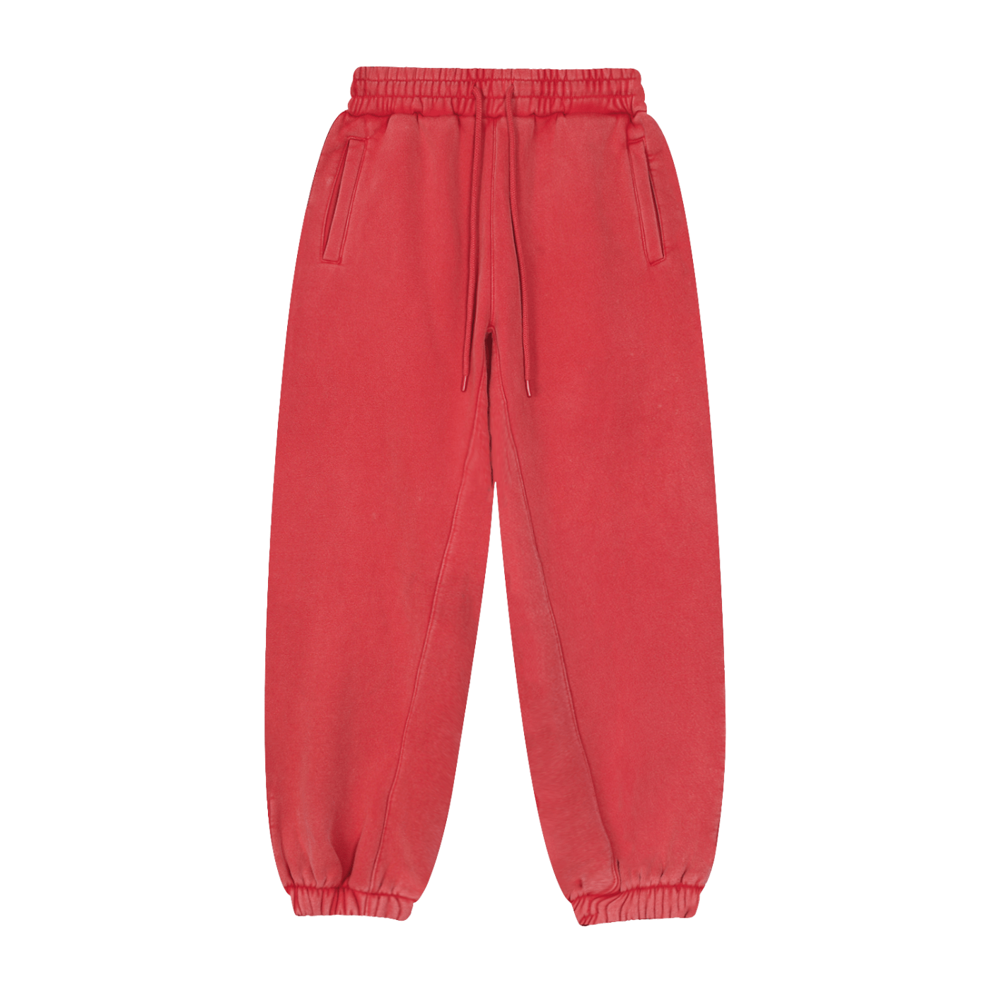 Red sweatpants on a white background