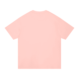 A light pink short-sleeve crewneck t-shirt shown from the back, laid flat against a solid white background.