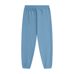 Light blue sweatpants on a white background