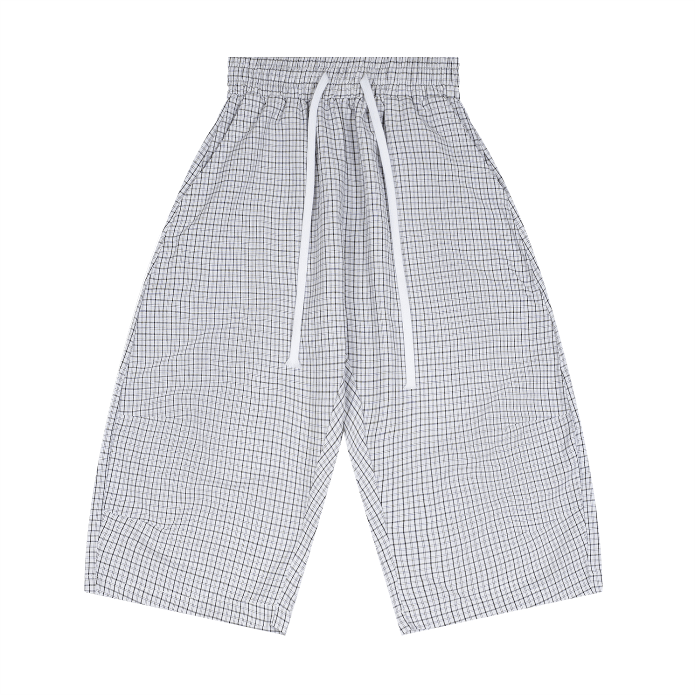 Plaid pants with drawstring on a white background