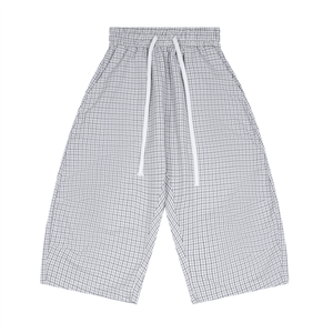 Plaid pants with drawstring on a white background