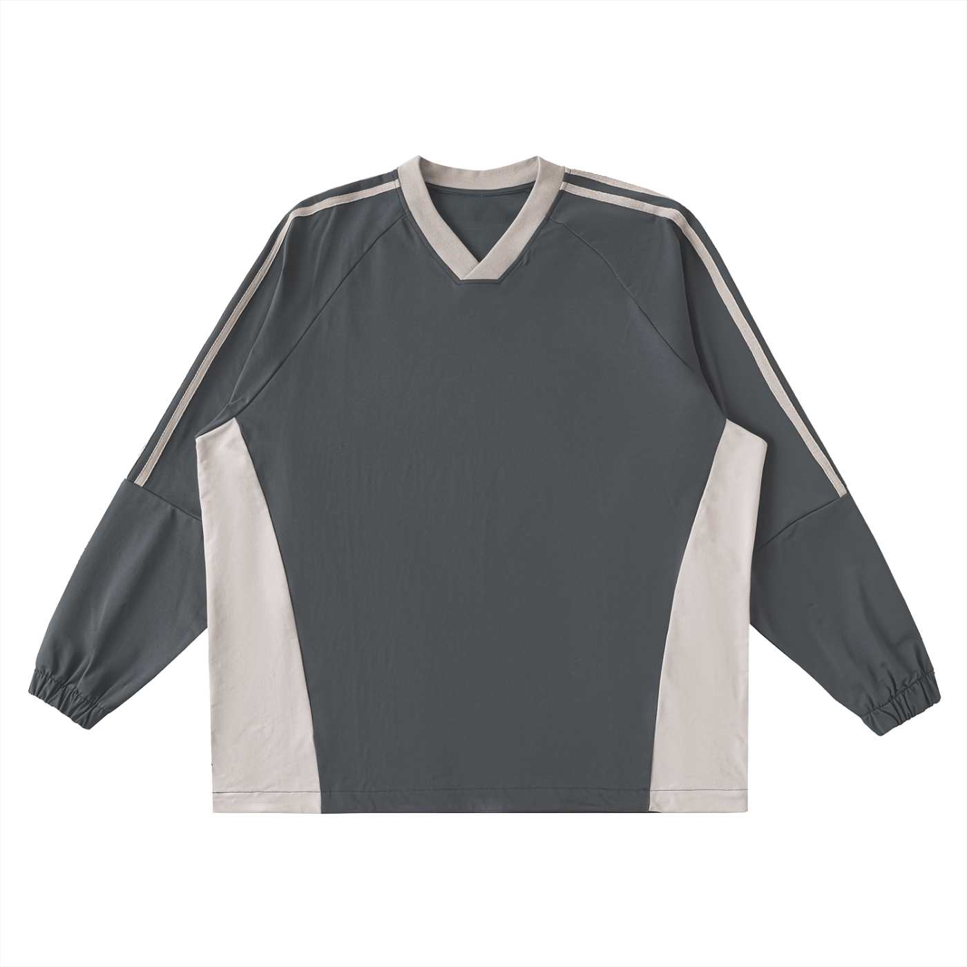 Gray sweatshirt with white accents on a white background