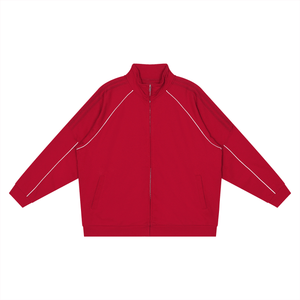 Red jacket with white accents on a white background