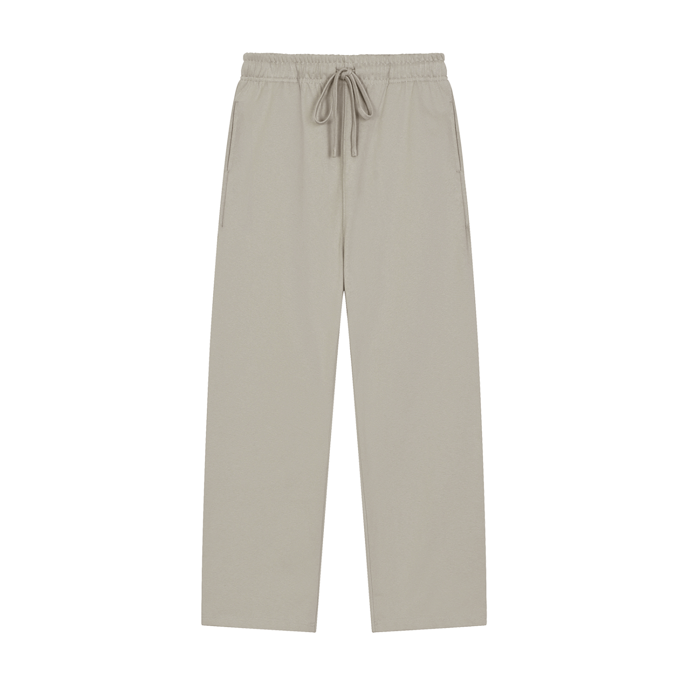 Beige pants with drawstring on a white background
