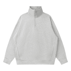 Gray half-zip sweatshirt on a white background