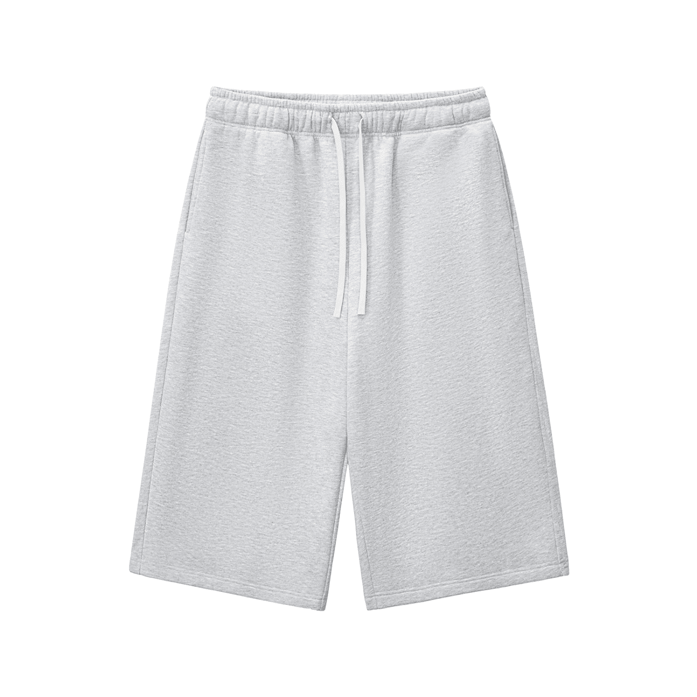 Gray sweatpants with a drawstring on a white background