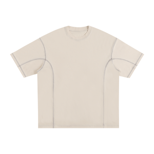 Beige t-shirt with gray accents on a white background
