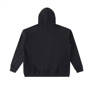 Black hoodie shown from the back on a white background