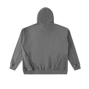 Gray hoodie shown from the back on a white background