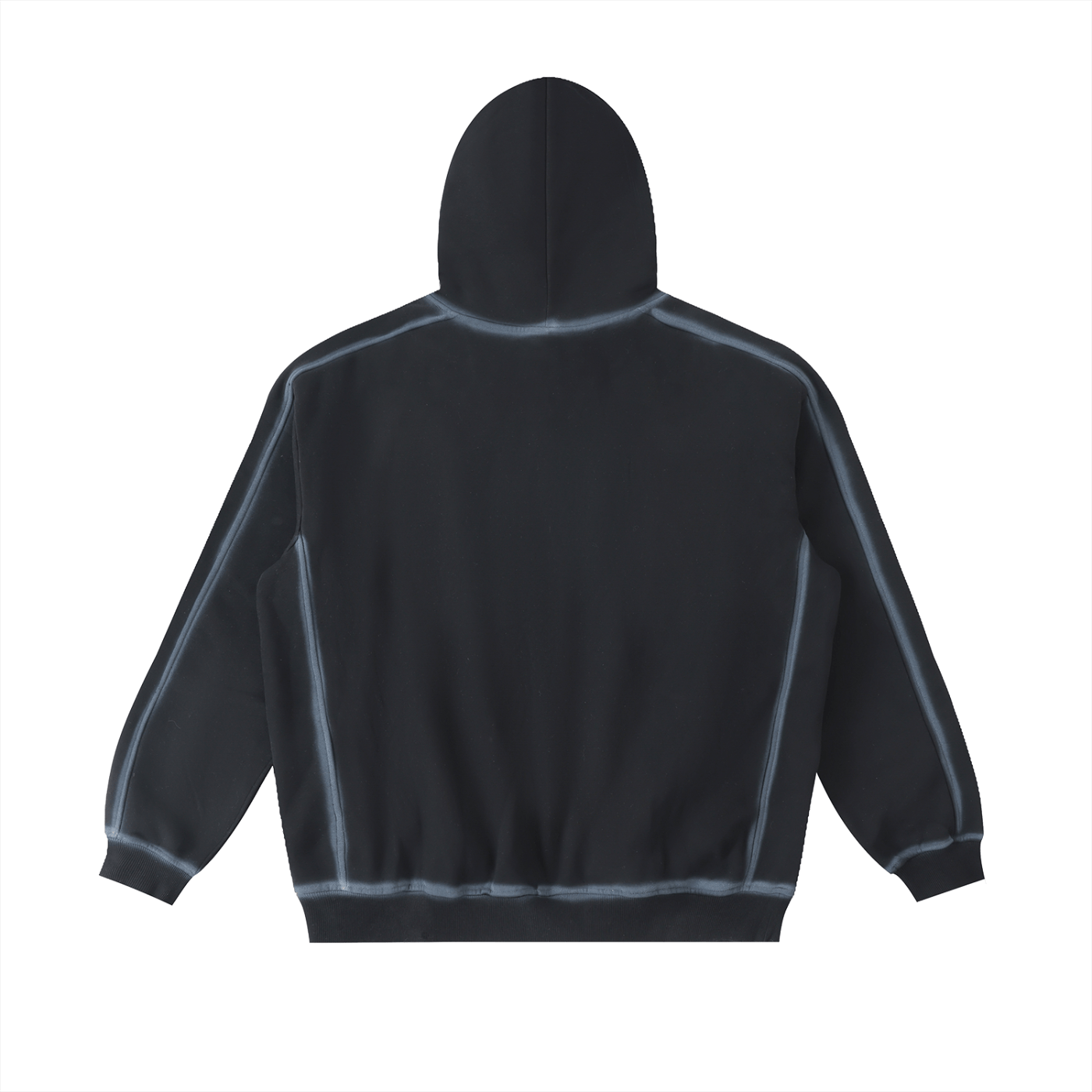 Black hoodie with reflective stripes on a white background