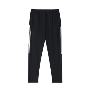 Black pants with white stripes on a white background
