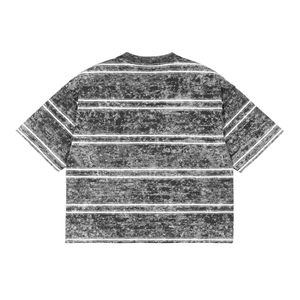 Black and white striped t-shirt on a white background
