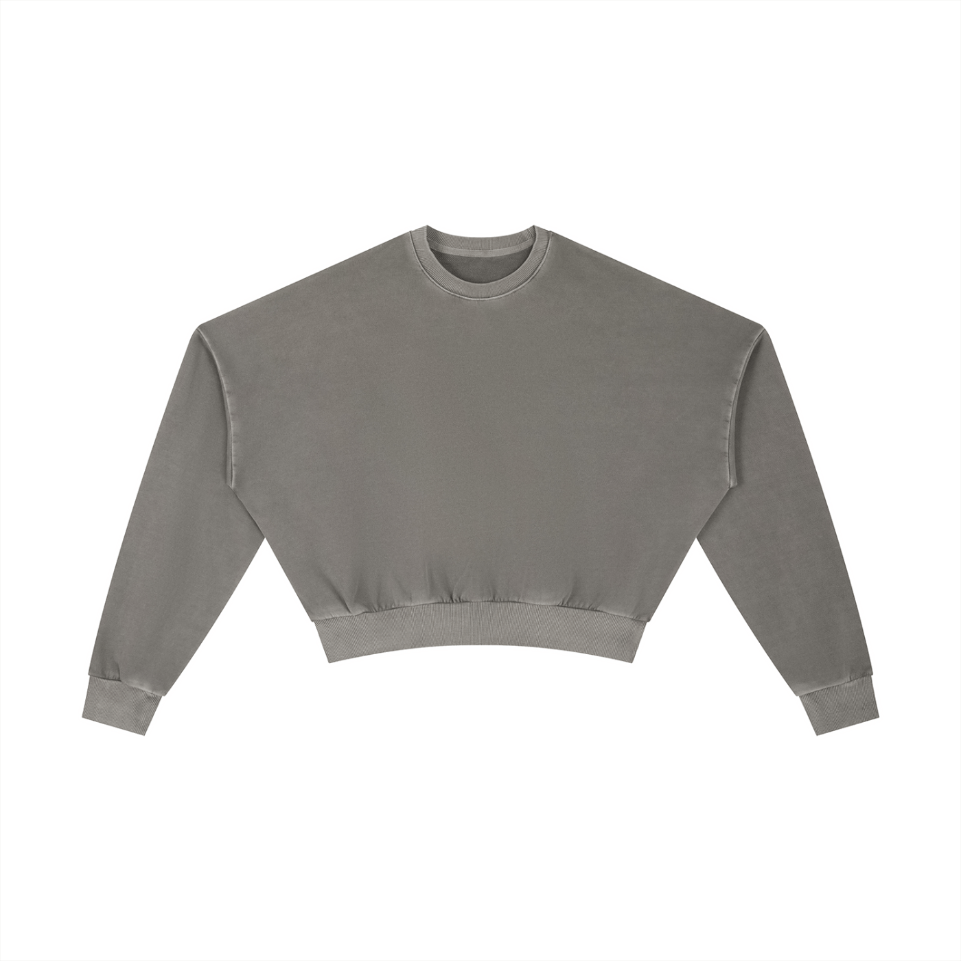 Gray cropped sweatshirt on a white background