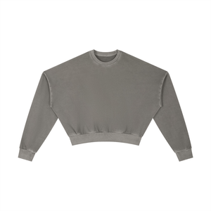 Gray cropped sweatshirt on a white background