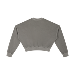 Gray cropped sweatshirt on a white background