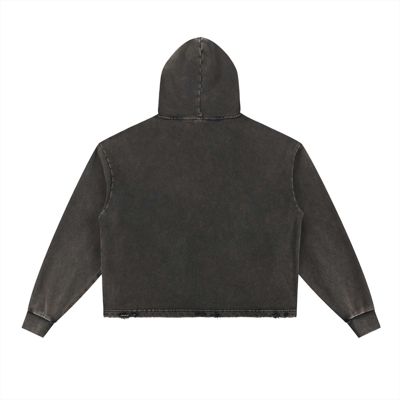 Black hooded jacket on a white background