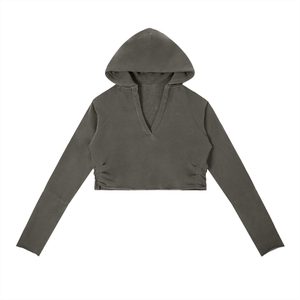 Gray cropped hoodie on a white background
