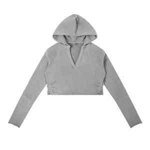 Gray cropped hoodie on a white background