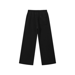 Black wide-leg pants on a white background