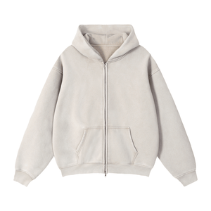 Beige hoodie with a zipper on a white background