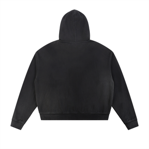Black hoodie shown from the back on a white background
