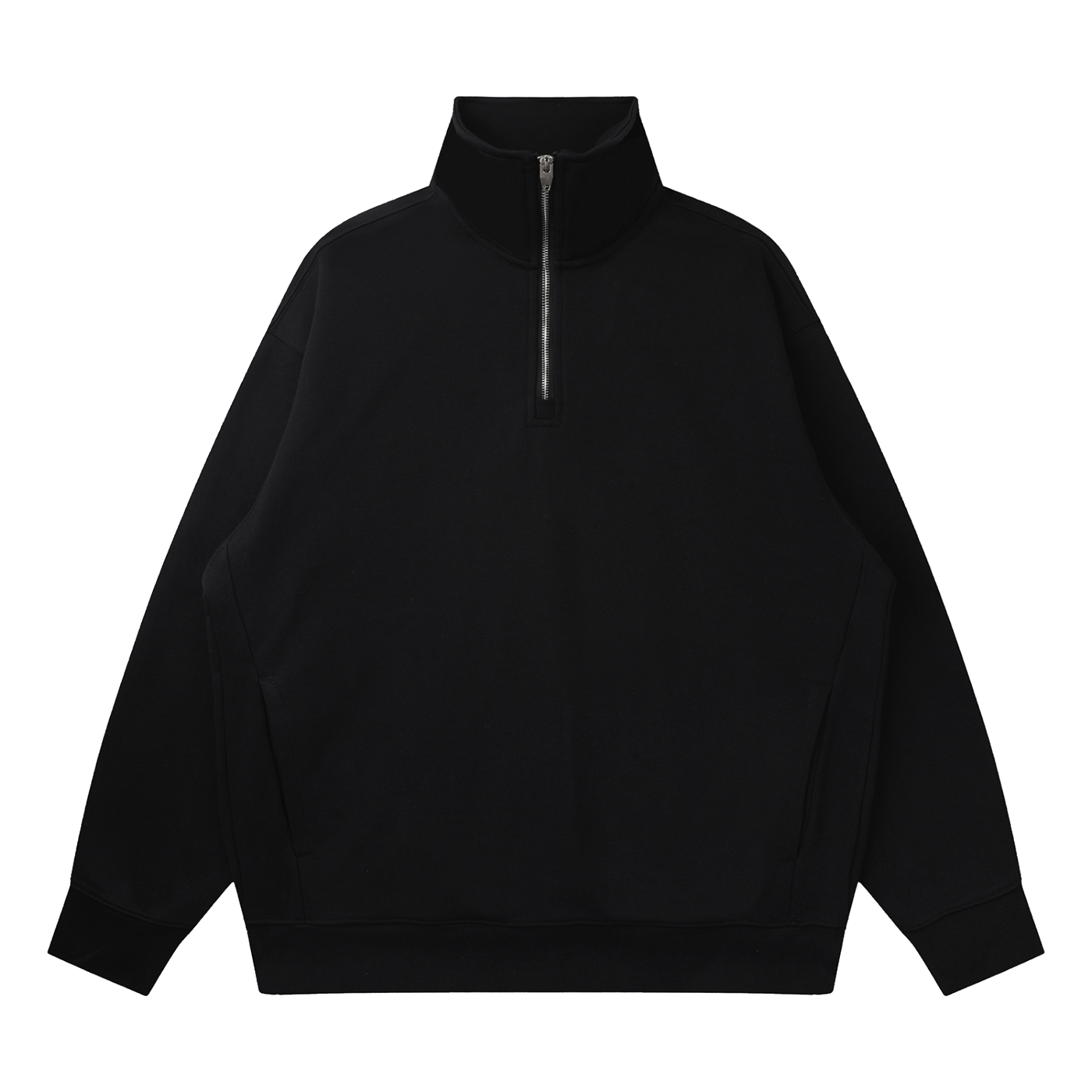 Black half-zip sweatshirt on a white background