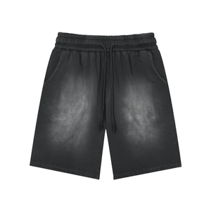 Black leather shorts on a white background
