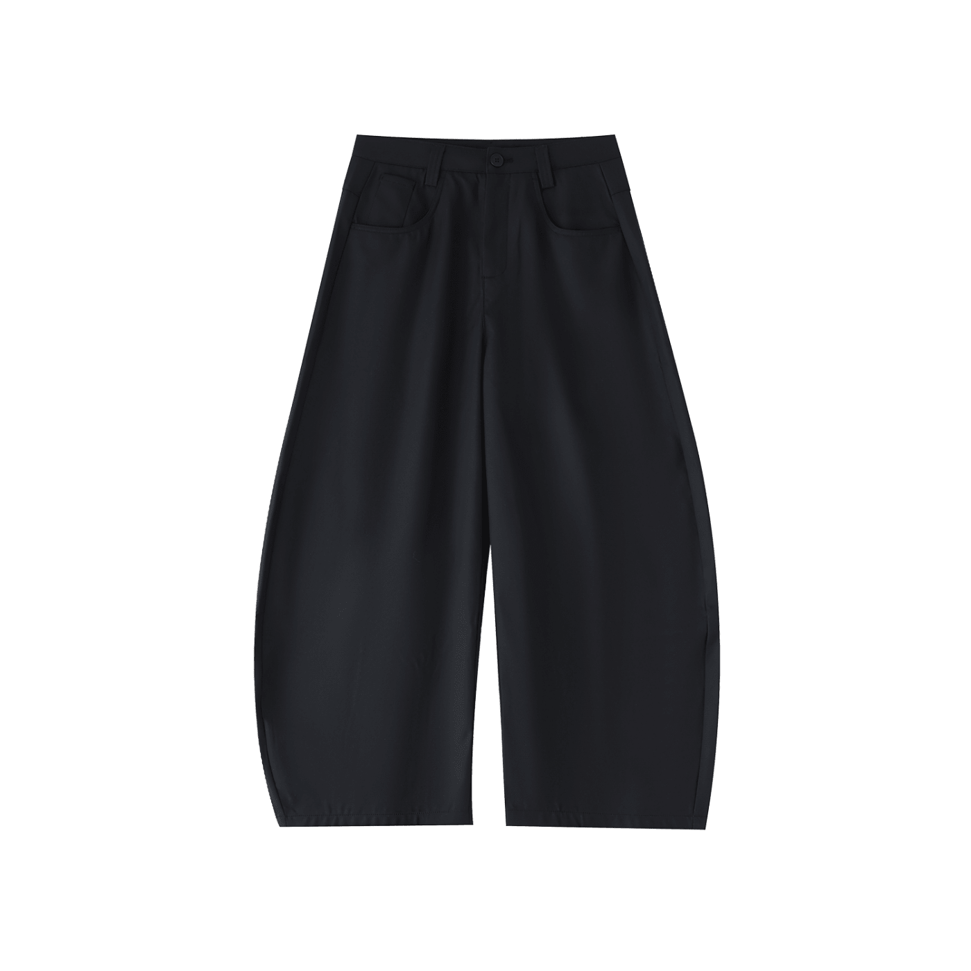 Black wide-leg pants on a white background
