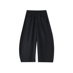 Black wide-leg pants on a white background