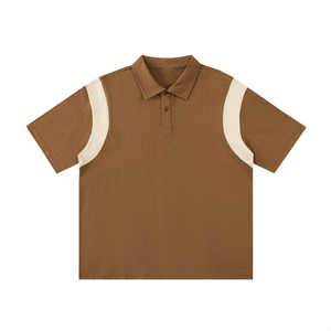 Brown polo shirt with white sleeves on a white background