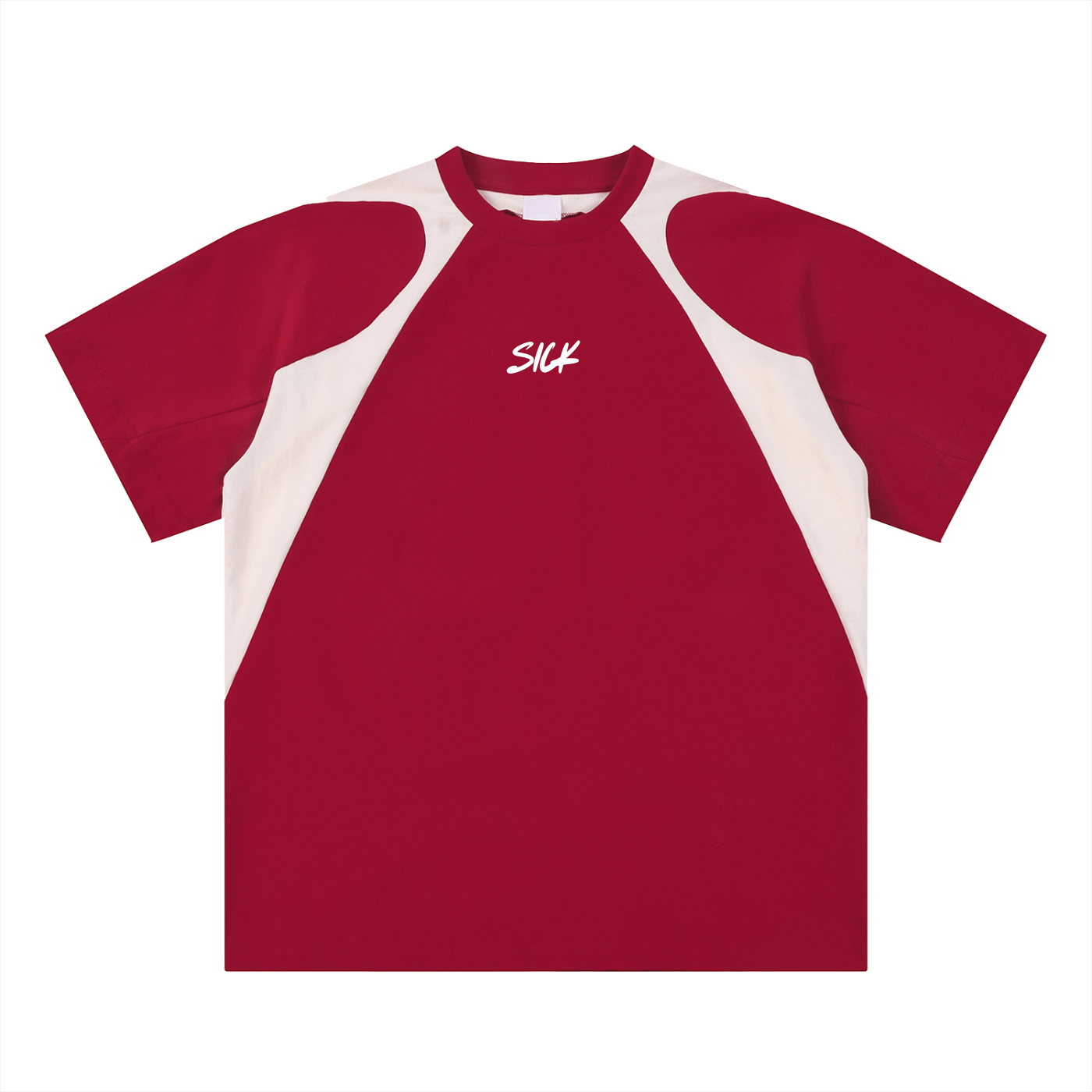 Red Contrast Panel Cotton T-Shirt