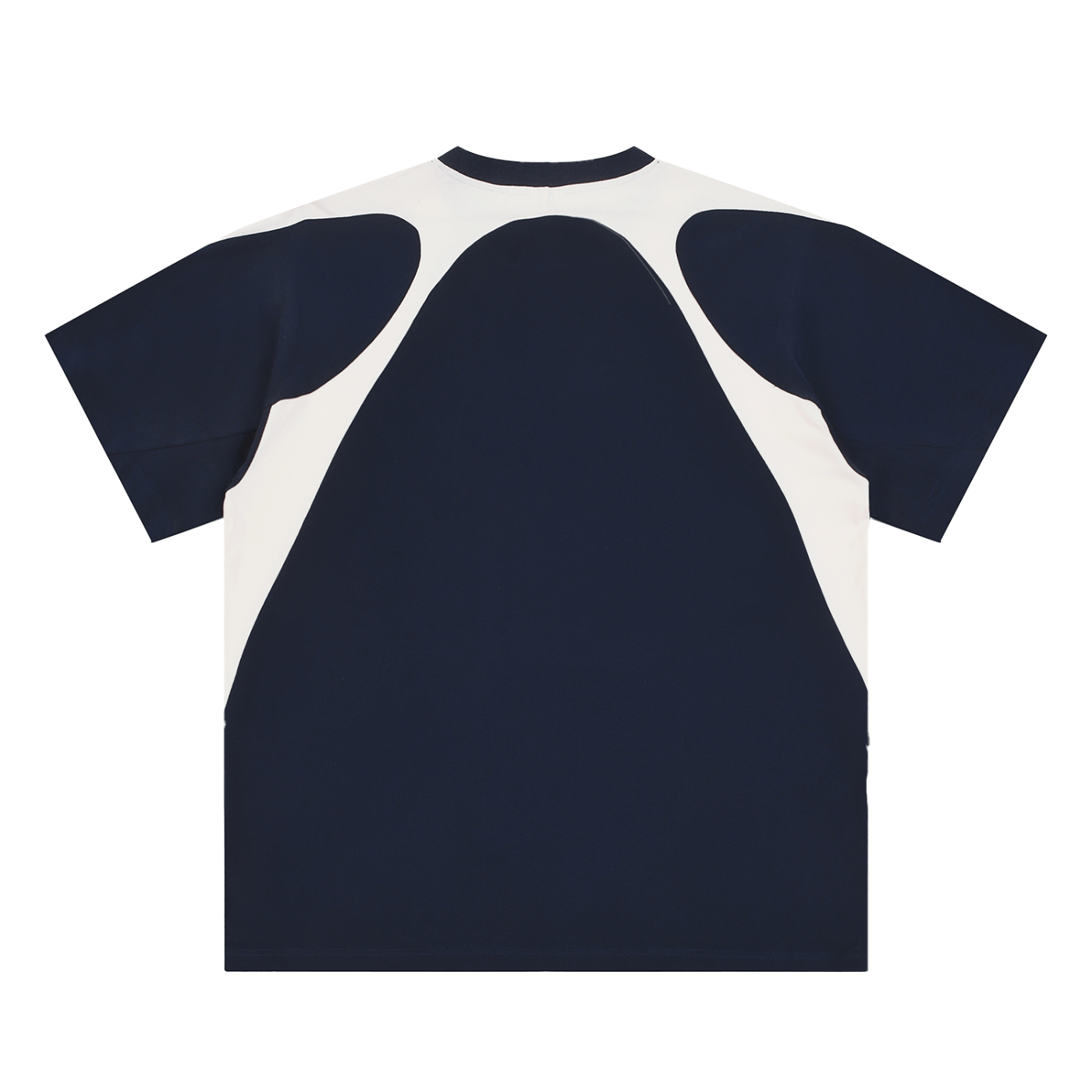 Blue Contrast Panel Cotton T-Shirt